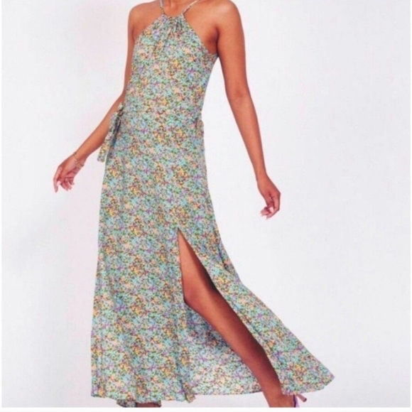 Silk & Salt Floral Halter Split Maxi Dress - Picture 3 of 15